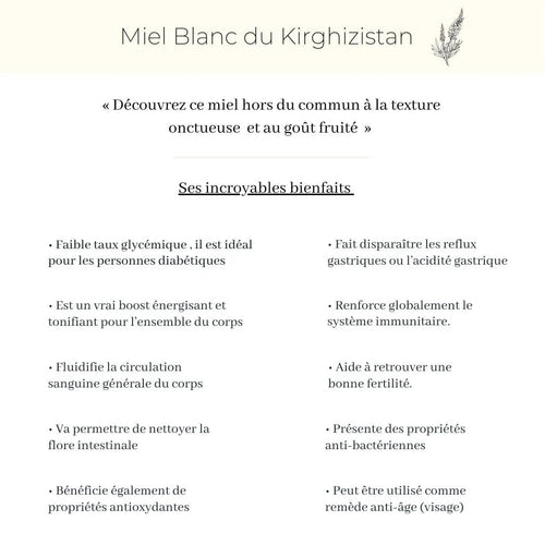 Miel blanc du Kirghizistan